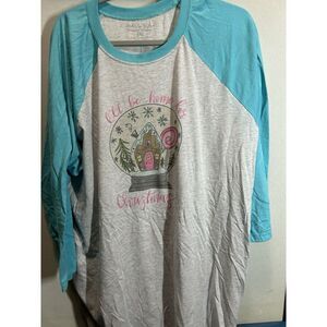 Women's Plus Size 3x Christmas Shirt Long Sleeve Grey Teal